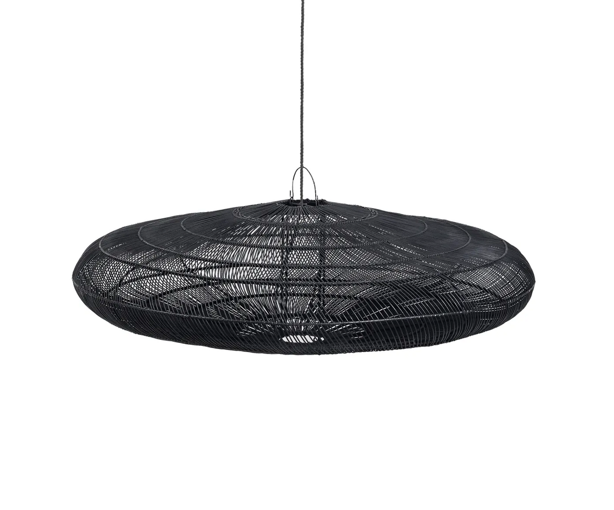 Extra large rattan macaron natural pendant lamp light  shade  black  xxl   flo & joe uk