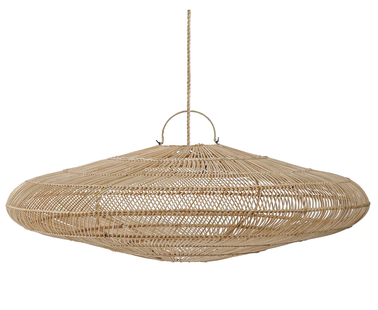 Extra Large Rattan pendant Light shade with Jute cable