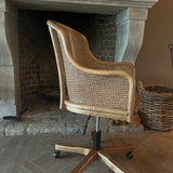 French Wicker High Back Swivel Desk Chair - Flo & Joe
