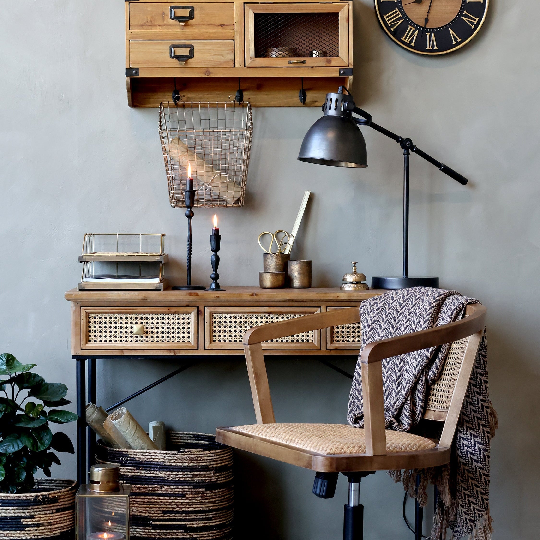 French Wicker Swivel OfficeChair - Flo & Joe