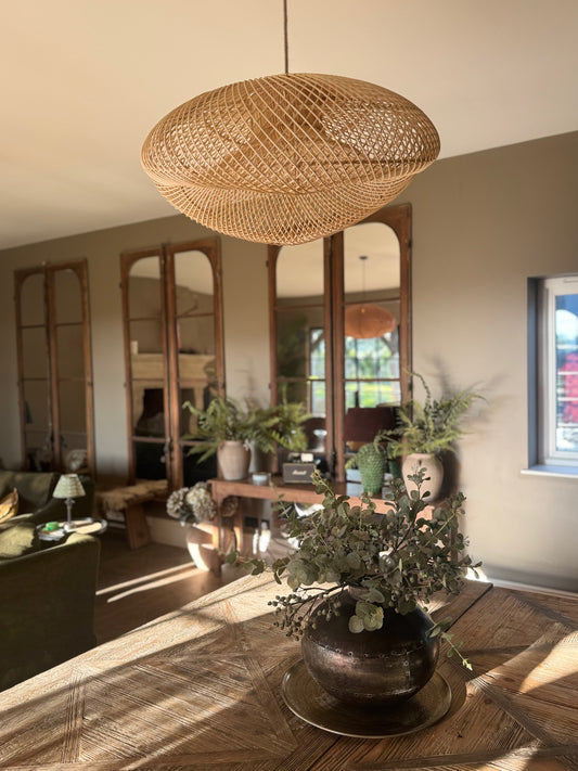 Large Cloud Pendant - Natural  Rattan 75cm  Ceiling Light - Flo & Joe UK