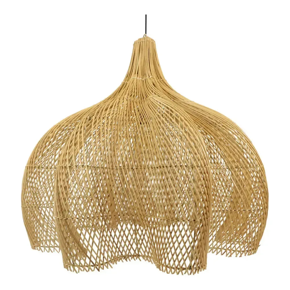 Extra large natural rattan pendant light – whipped shade – flo & joe uk