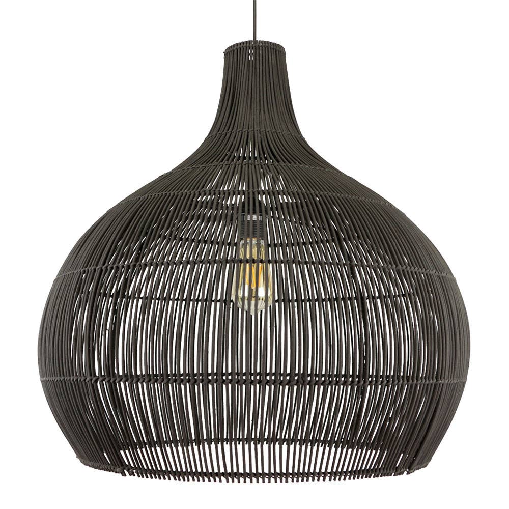 Large black rattan pendant light shade 60cm taj lamp shade