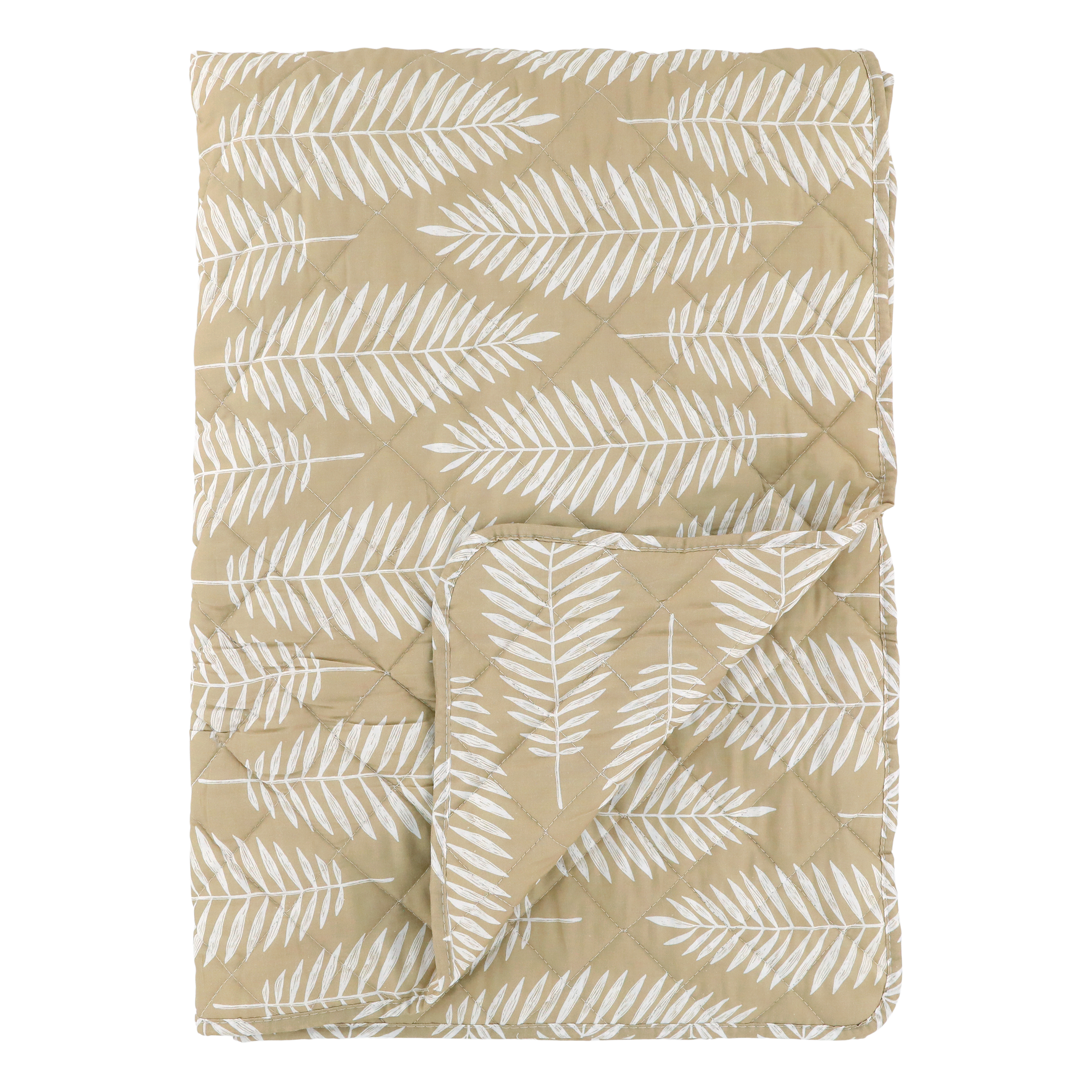 Fern Pattern Folding Mattress Cushion.  Beige with white pattern