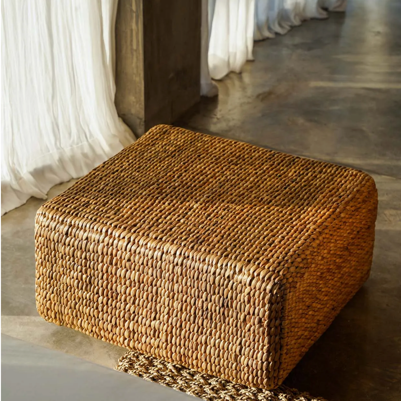 Natural Hyacinth Pouffe - Square - Flo & Joe