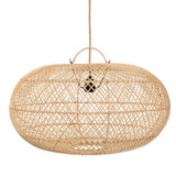 large Woven rattan pendant light shade on a white background