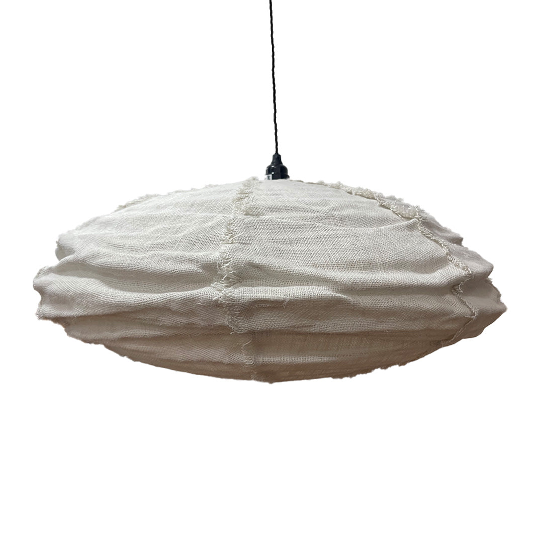 Frayed Stone Linen Pendant Shade - M