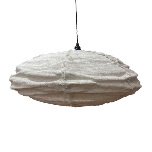 Frayed Stone Linen Pendant Shade - M