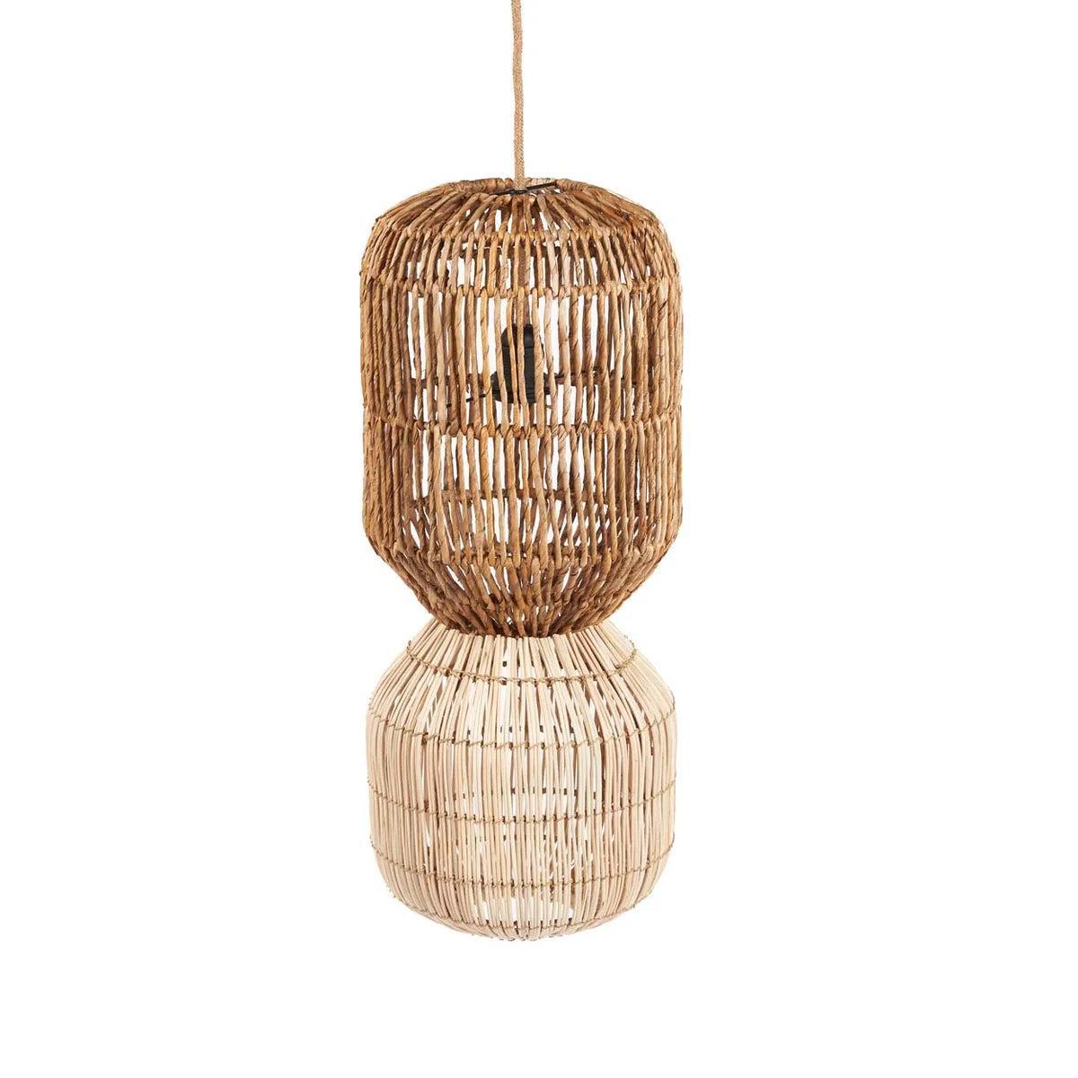 Natural rattan and banana leaf chemchem pendant  light shade or floor lamp   flo & joe