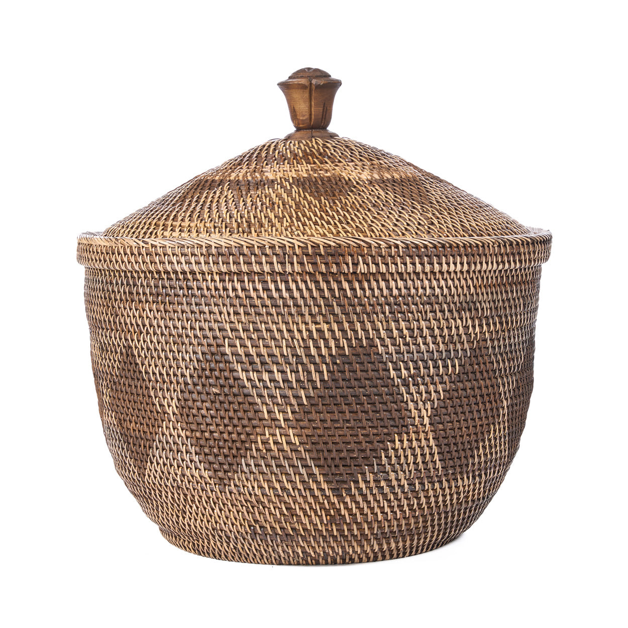 Handmade woven rattan laundry basket with lid