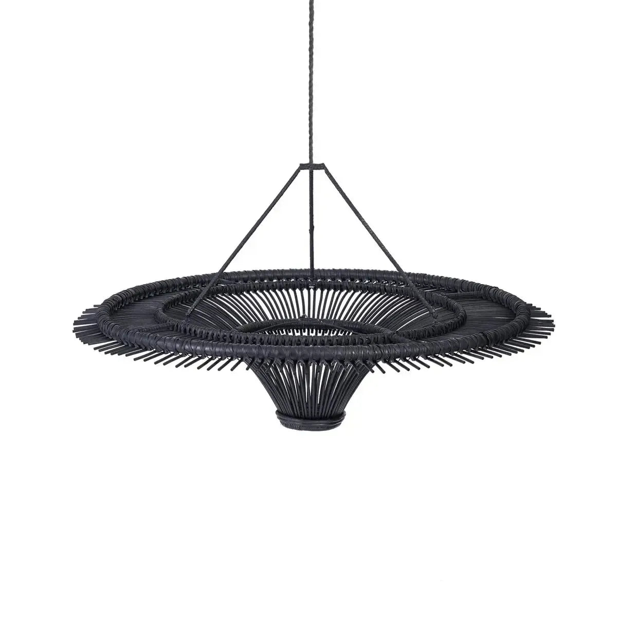 The Sky Pendant - Black Rattan Ceiling Light Shade- 60 cm - Flo & Joe UK