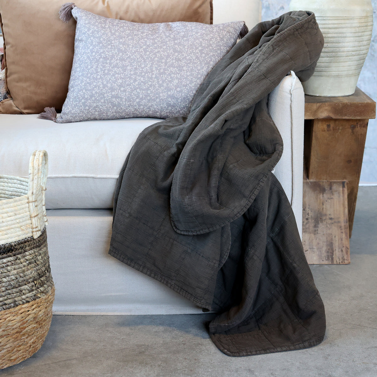 Stonewashed cocoa quilt decor flo &amp; joe