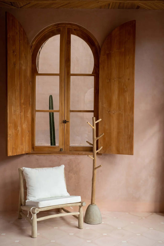 Tall Wooden Coat Stand in hallway
