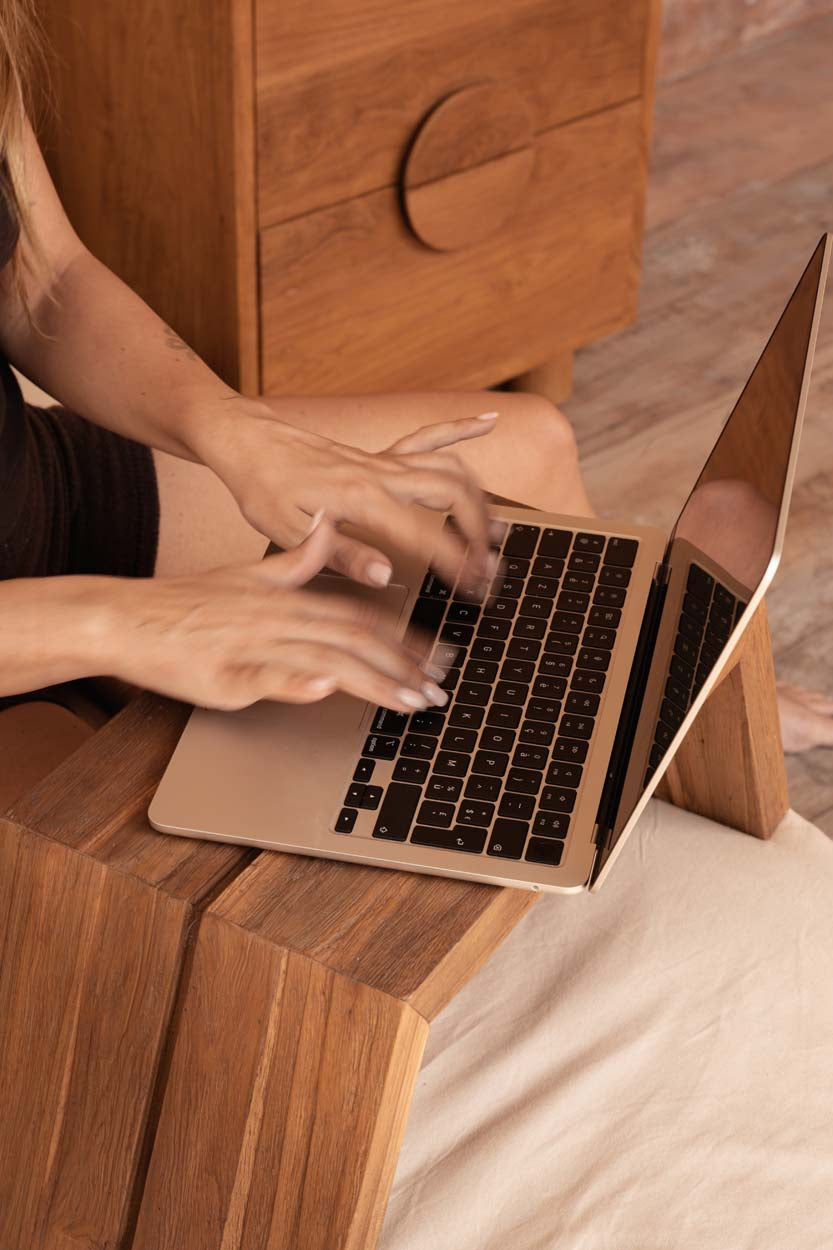 Wooden handmade computer laptop table  on bed  uk store
