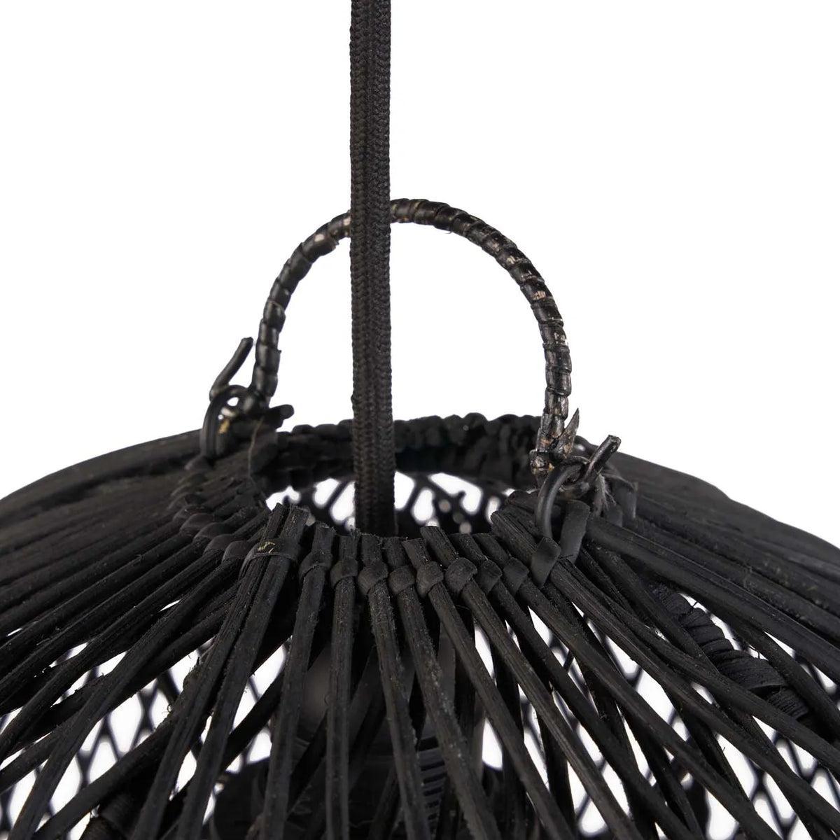 50cm Black Rattan Handmade Pendant Light shade UK with top handle