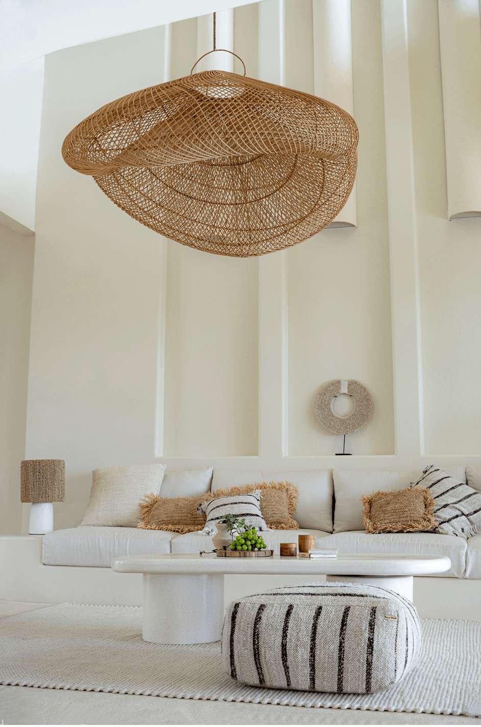 The cloud pendant   natural rattan light shade   xxl   120cm   flo & joe