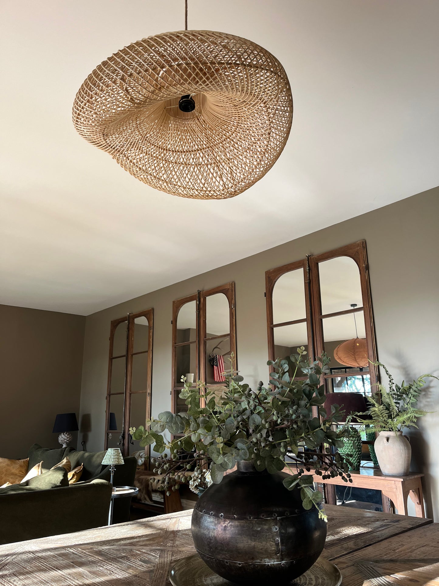 The Cloud Pendant - Natural  Rattan 120cm  Ceiling Light - Flo & Joe UK