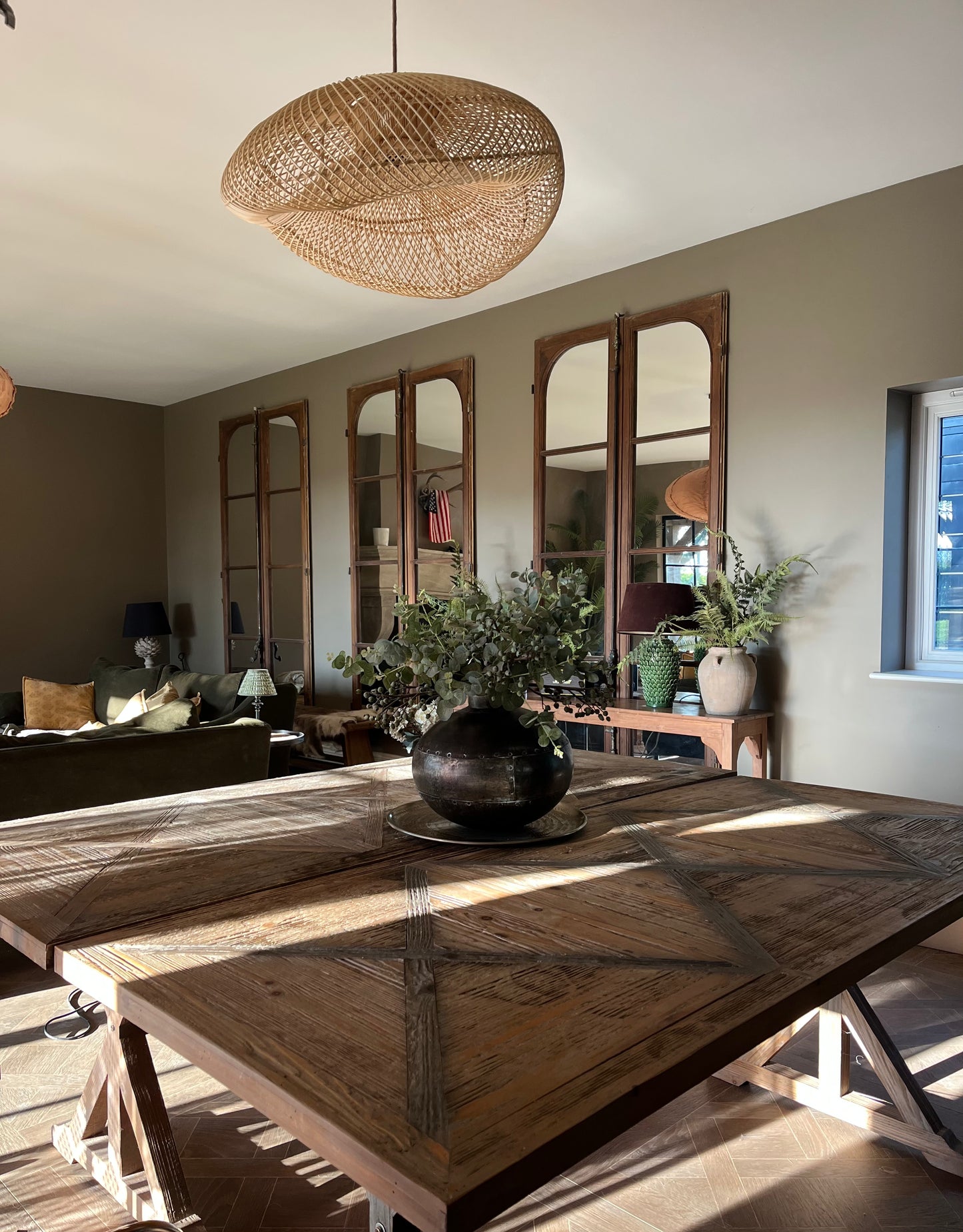 The Cloud Pendant - Natural  Rattan 120cm  Ceiling Light - Flo & Joe UK