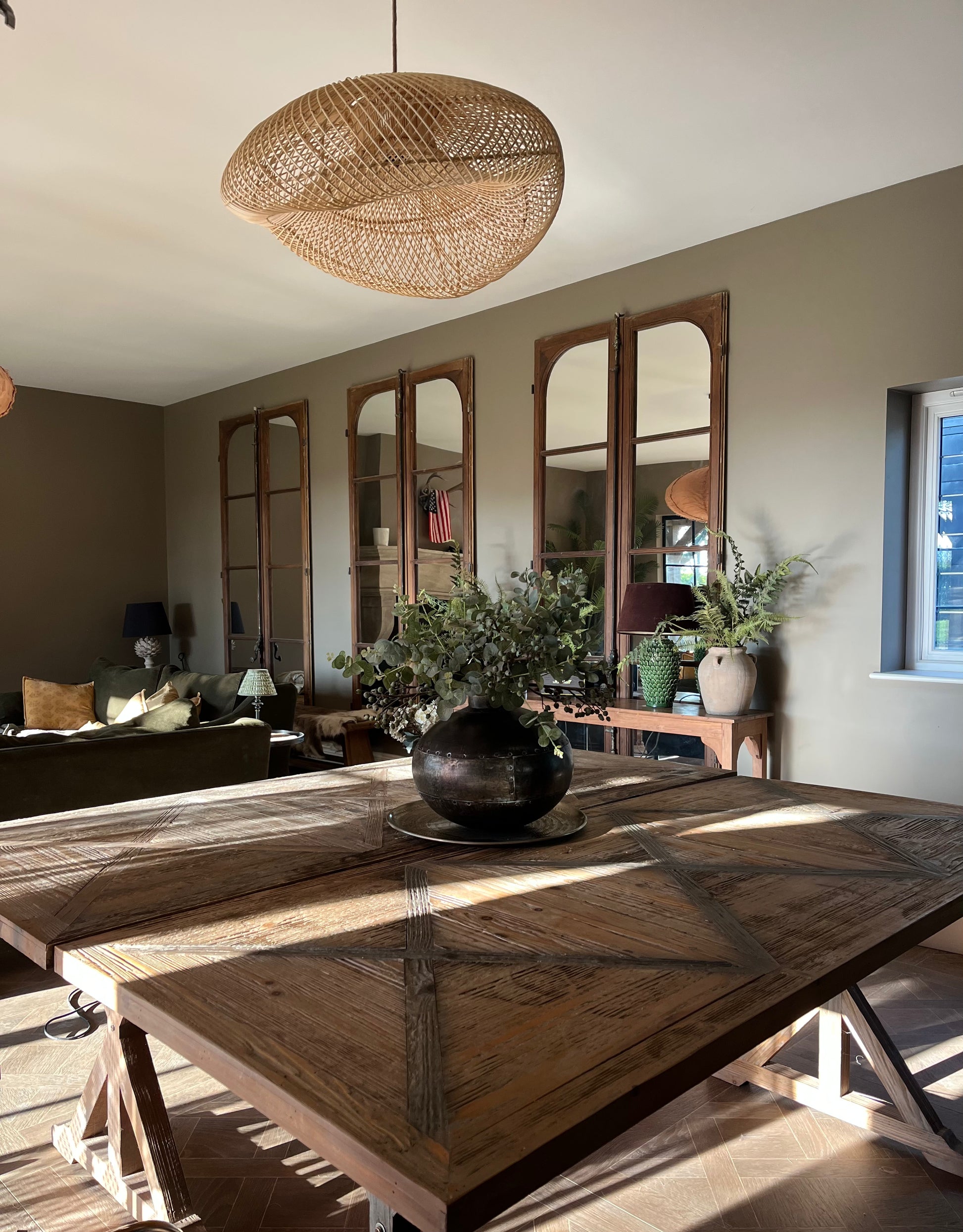 The Cloud Pendant - Natural  Rattan 120cm  Ceiling Light - Flo & Joe UK