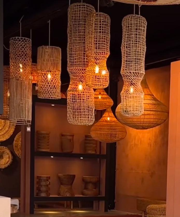 A collection of Large and Extra Large Rattan Ceiling Lights - Flo & Joe