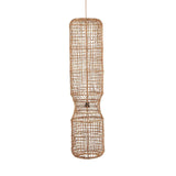 Long statement natural  rattan seagrass pendant light  - 130 x 25 x 25cm UK Lighting