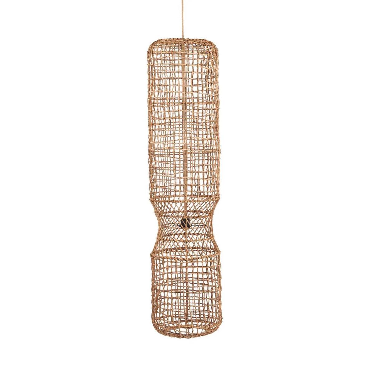 Long statement natural  rattan seagrass pendant light    130 x 25 x 25cm uk lighting