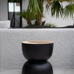 The Karbun Table - Black Natural Wood Round side Table- Flo & Joe