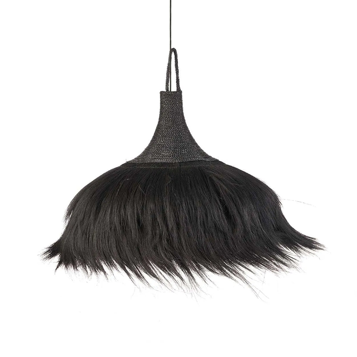 Extra large black handwoven mendong grass pendant light — makiki pendant by flo & joe. statement lighting for large modern rustic interiors.