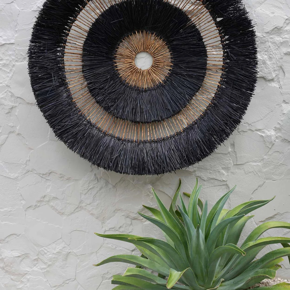 XL Black Seagrass Round Wall Hanging 110 diameter