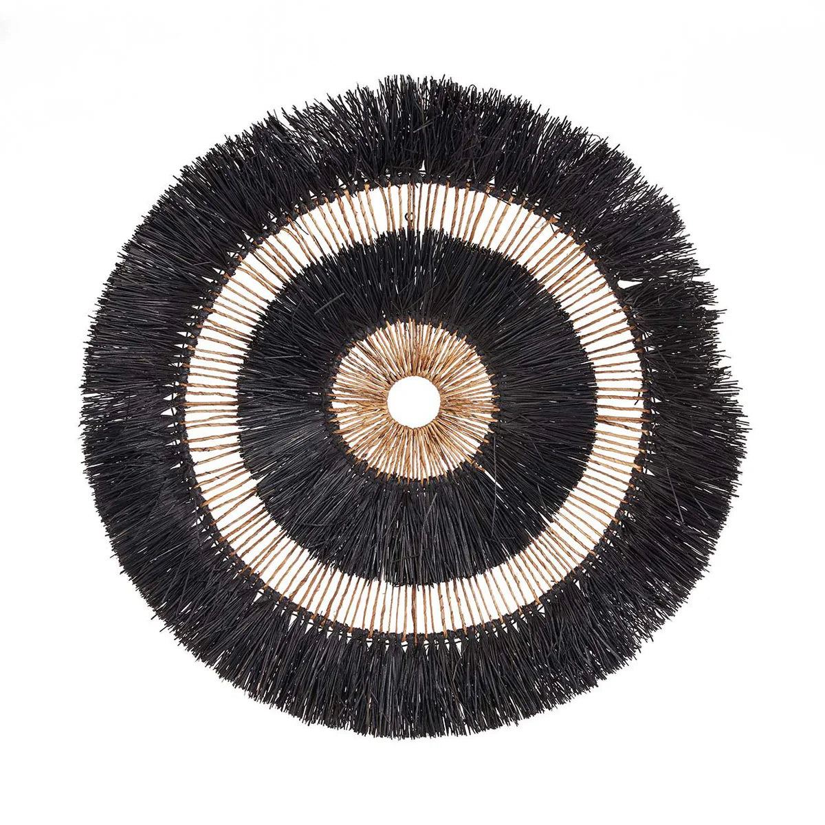 Xl black seagrass round wall hanging 110 diameter