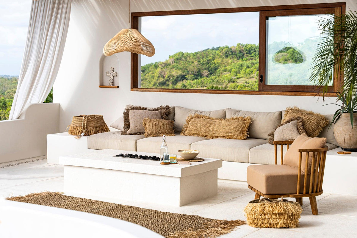 The raffia rectangle cushion cover   35 x 100   flo & joe