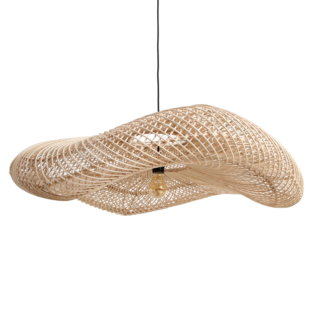 The Wave Large Rattan Pendant Shade - Natural - Extra Large - Flo & Joe