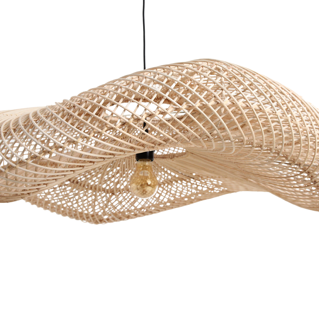The wave pendant   natural rattan  116cm   flo & joe uk