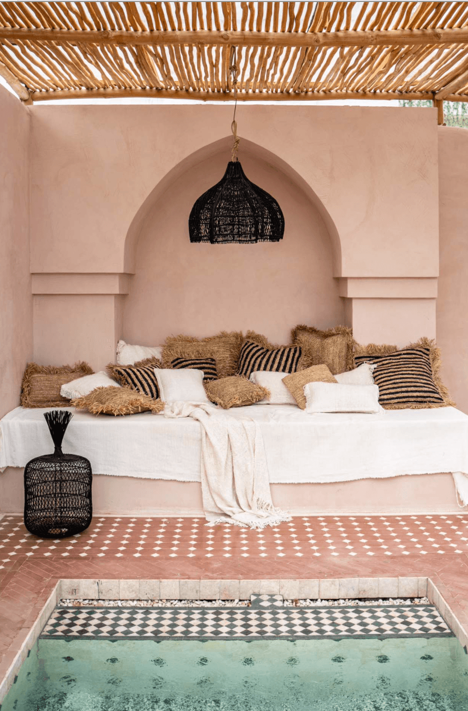 The whipped pendant   black   rattan   boho room 60cm   flo & joe