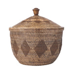 Handmade woven rattan basket with lid