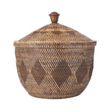 Handmade woven rattan basket with lid