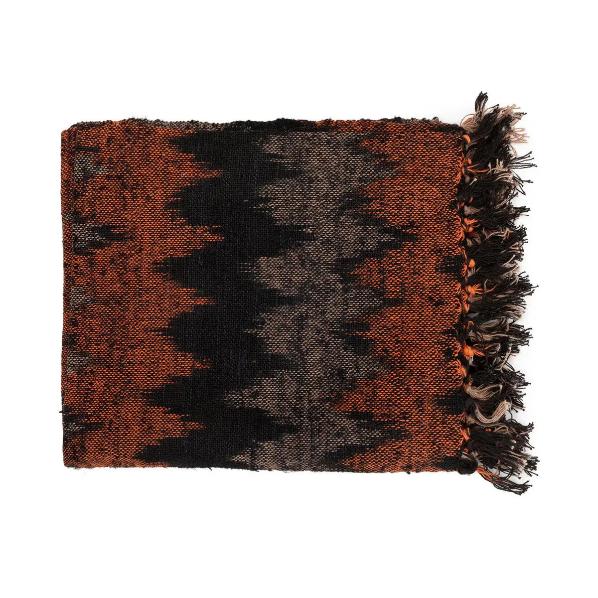 Black and orange hand dyed cotton throw   flo & jo