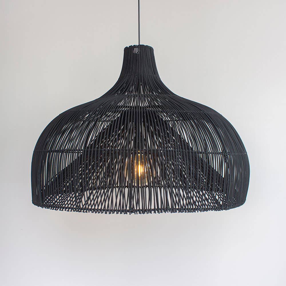 Extra large black rattan lobster pendant light shade 80cm diameter  Flo & Joe UK
