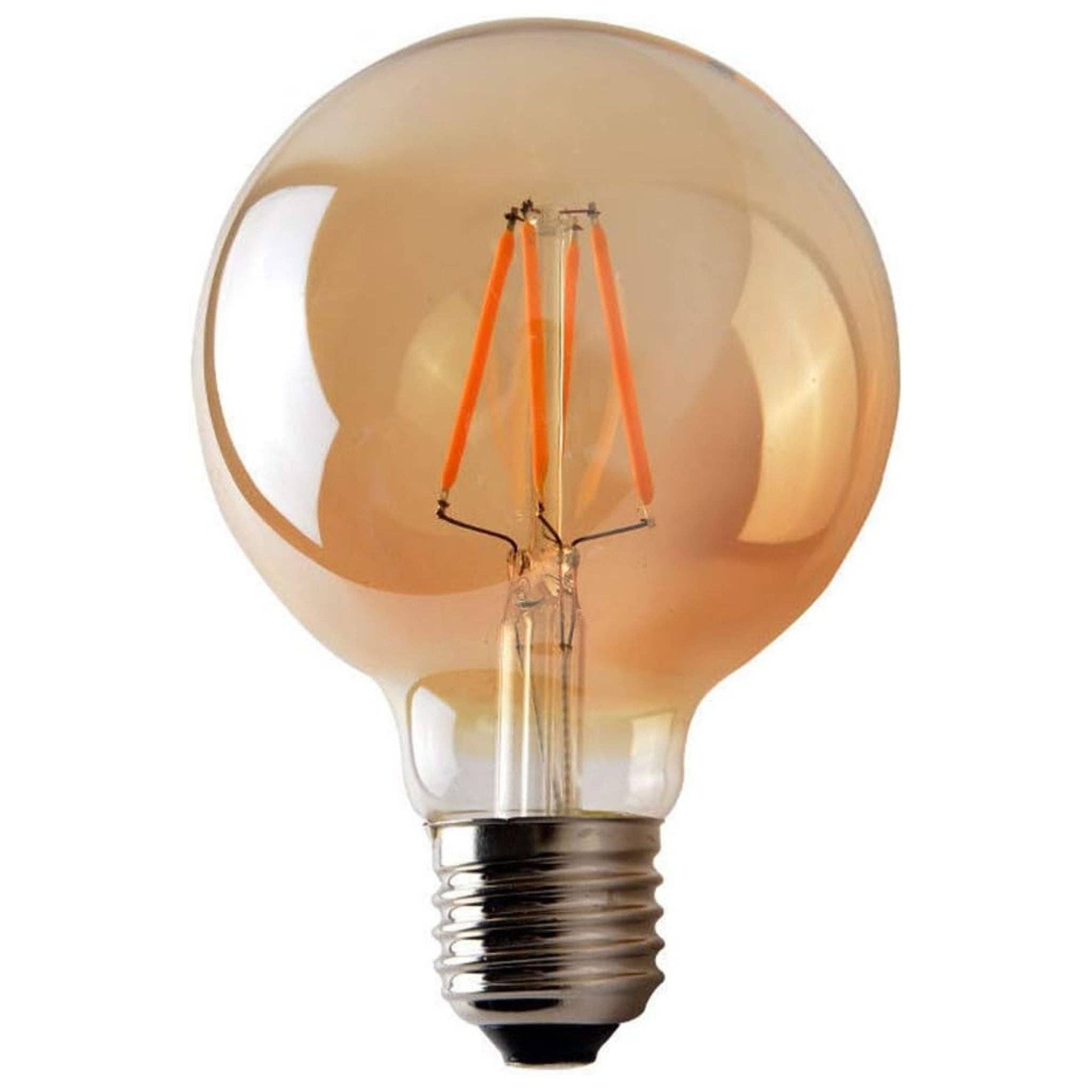 G80 Vintage-style light bulb with a clear glass cover on a white background