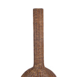 Dark Rattan extra long pendant light in a vase shape 