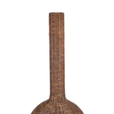 Dark Rattan extra long pendant light in a vase shape 