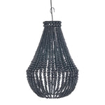 Black beaded pendant light on a white background
