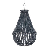 Black beaded pendant light on a white background