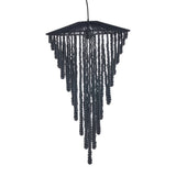 Black beaded chandelier on a white background