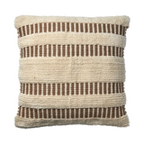 Textured scatter cushion 50cm with brown striped pattern on a white background