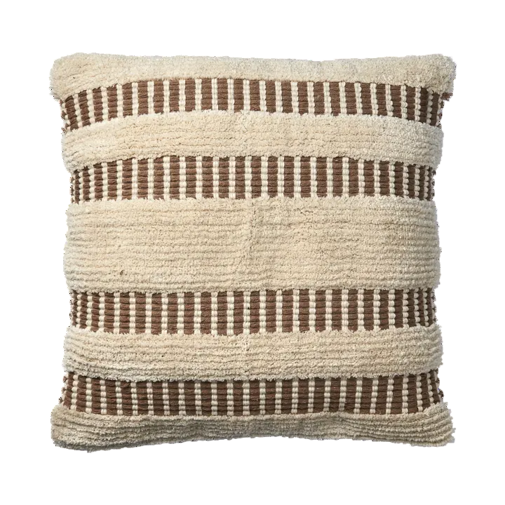 Textured scatter cushion 50cm with brown striped pattern on a white background