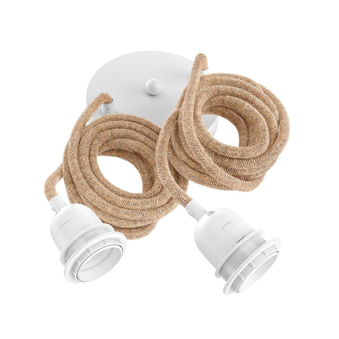 Ceiling Light 2 Fittings - Jute White - Flo & Joe