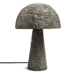 Concrete mushroom-shaped table lamp on a white background