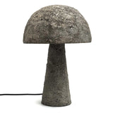 Concrete mushroom-shaped table lamp on a white background