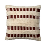 Textured pillow cushion with brown  red stripes on a white background